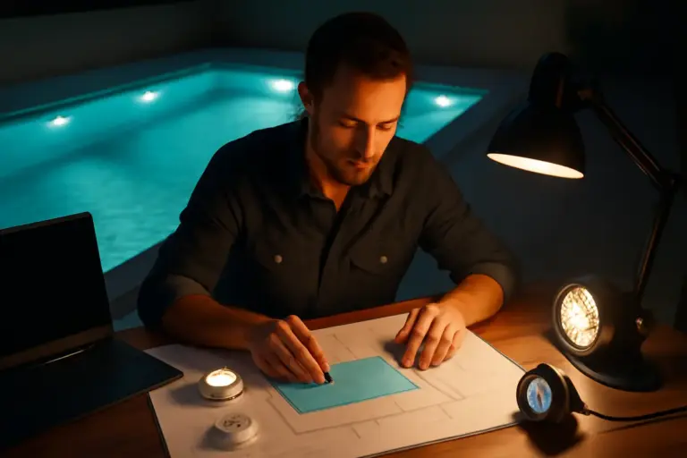 Illuminazione in fase di progettazione piscina: dettagli che aumentano sicurezza e effetto estetico