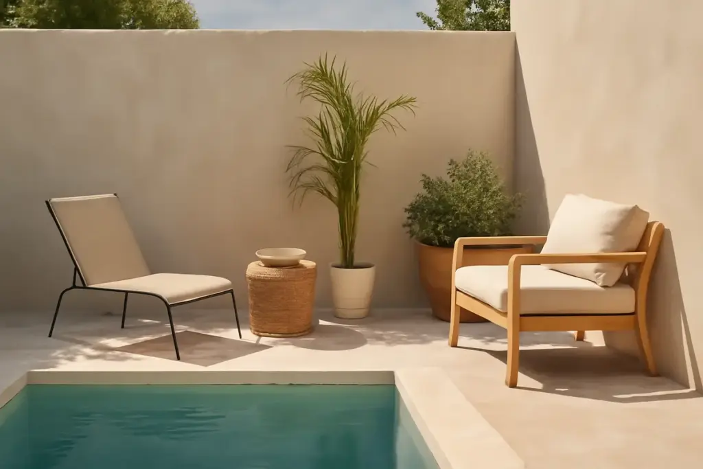 Come arredare una piccola area piscina senza appesantire lo spazio? Il trucco delle proporzioni