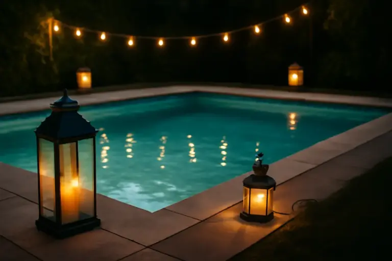 Lanterne e luci per piscine: come disporle per creare atmosfera senza rischi elettrici