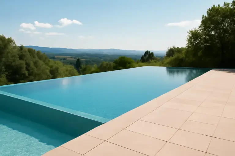 Piscina con bordo infinity: vantaggi tecnici e impatto visivo da considerare prima del progetto